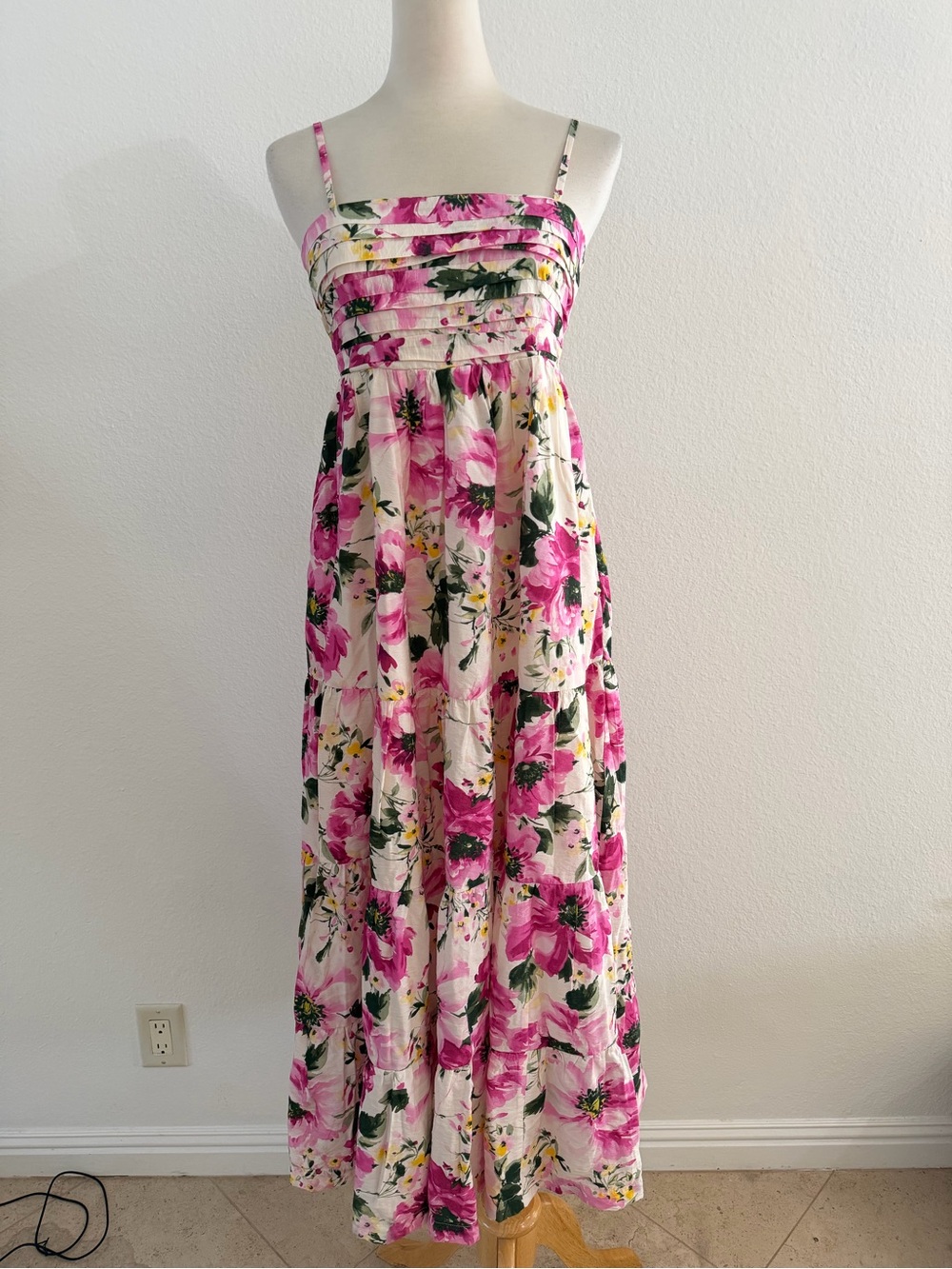 NWT Abercrombie & Fitch Pink Floral Maxi Dress Cottagecore Garden Sundress - Picture 4 of 12